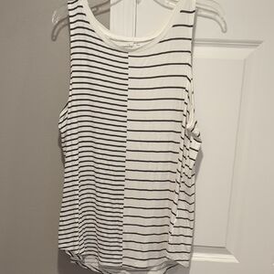 Elegant Striped Tank Top - Black and White